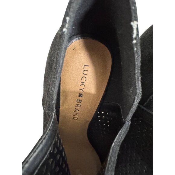 Lucky Brand Livey Bootie‎ black block heel leather 90s Y2K sz 8.5 - Picture 4 of 7